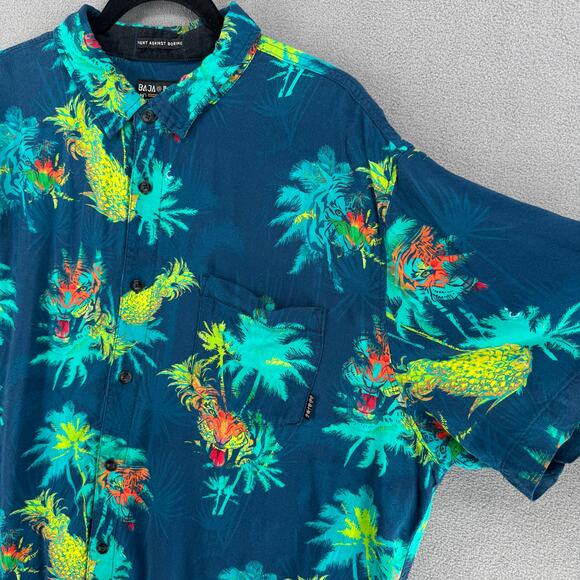 Baja Llama 121 Do One Nighthawk Button Up Hawaiian Shirt Mens XXL Blue Tigers - Picture 4 of 16
